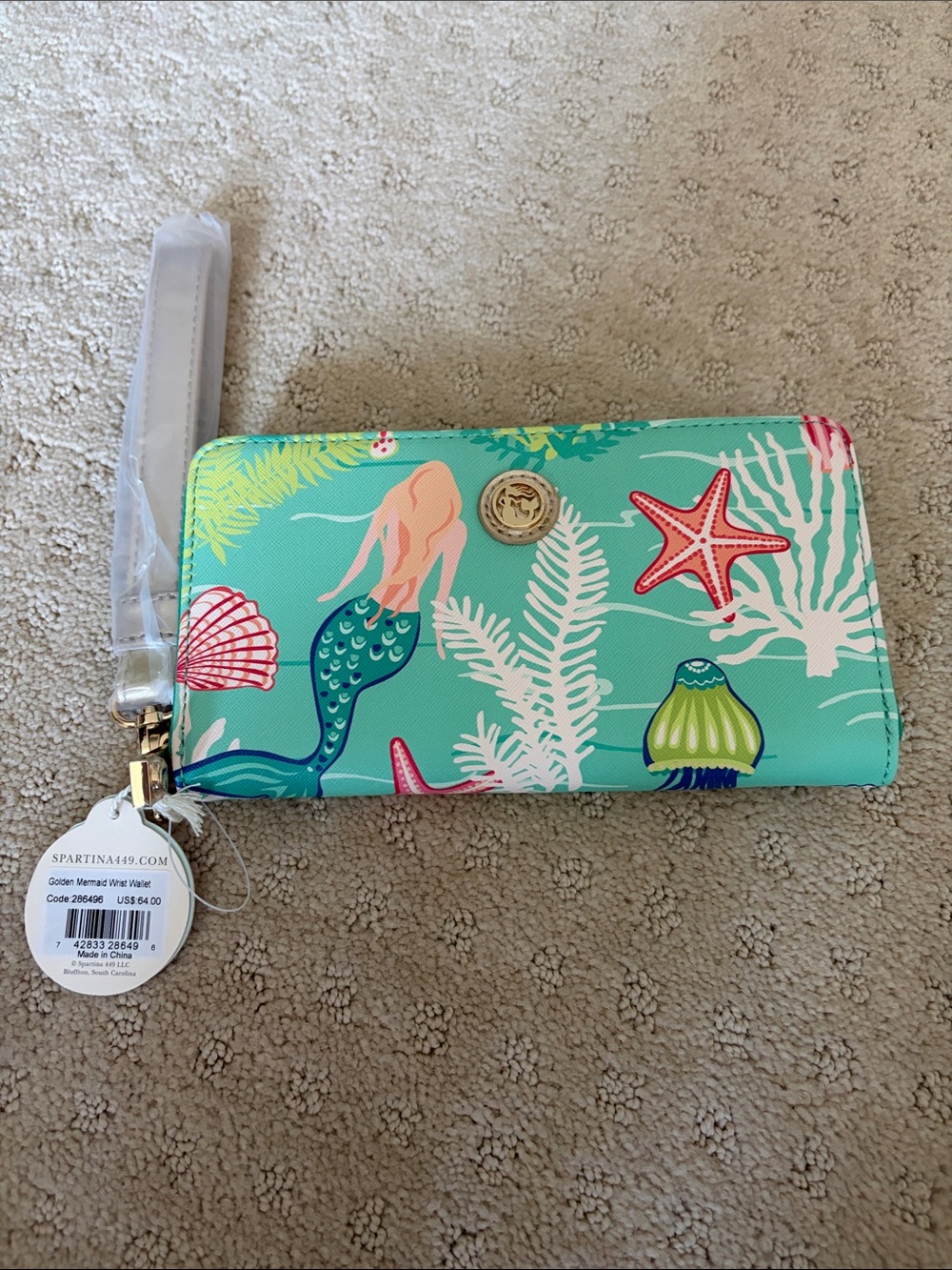 Spartina 449 Golden Mermaid wrist wallet